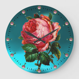 BEAUTIEF PINKROSE MET GEMSTONEN GROTE KLOK