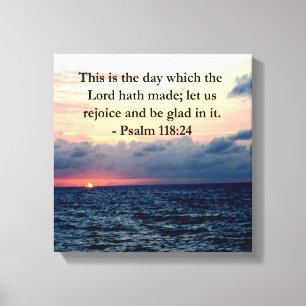 BEAUTIEF PSALM 118:24 SUNRISE OVER DE OCEAAN CANVAS AFDRUK
