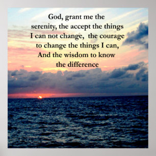 BEAUTIEF SERENITY PRAYER SUNRIS OVER DE OCEAAN POSTER