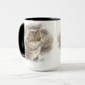 BEAUTIEF WATERVERF BROWN TABBY CAT MOK (Voorkant links)