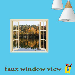 Beautiful Autumn Lake Fake Window Frame Poster