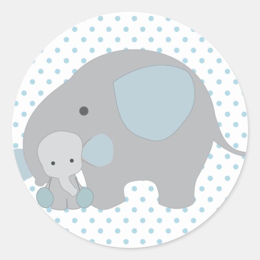 Beautiful Baby Boy Blue Elephant Ronde Sticker (Voorkant)