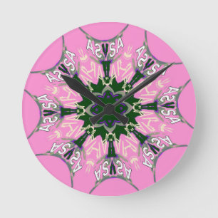 Beautiful baby pink purple shade motif monogram de ronde klok