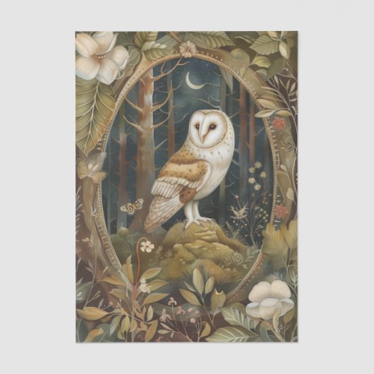 Beautiful Barn Owl Framed by the Forest Tissuepapier (Voorkant)