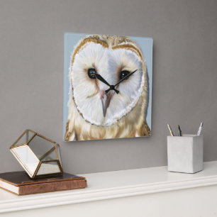 Beautiful Barn Owl Vierkante Klok