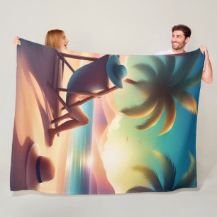 Beautiful beach fleece deken