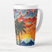 Beautiful Beach Scene with Palm Trees   Latte Mok (Rechterhoek)