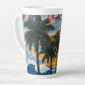 Beautiful Beach Scene with Palm Trees Latte Mok (Linkerhoek)