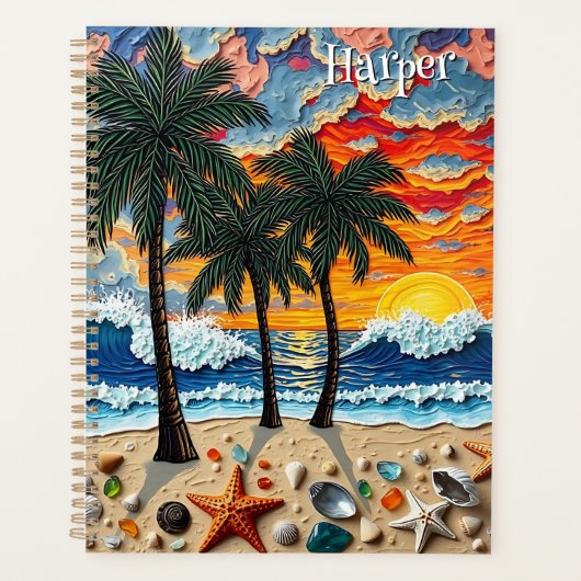 Beautiful Beach Scene with Palm Trees Personalized (Devant)