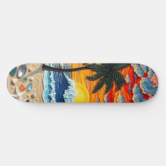 Beautiful Beach Scene with Palm Trees Skateboard (Horizontaal)
