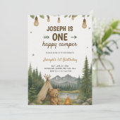 Beautiful birthday Invitation with camping vibe  (Debout devant)