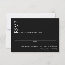 Beautiful Black and White Wedding RSVP Kaartje