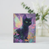Beautiful Black Cat With Fairy Wings Briefkaart (Staand voorkant)