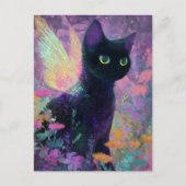 Beautiful Black Cat With Fairy Wings Briefkaart (Voorkant)