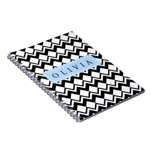 Beautiful Black & White Patterns Custom Name Notitieboek (Rechterzijde)