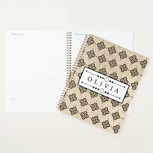 Beautiful Black & White Patterns Custom Name  Planner (Display)