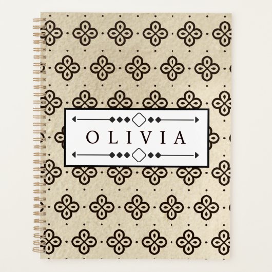 Beautiful Black & White Patterns Custom Name Planner (Voorkant)
