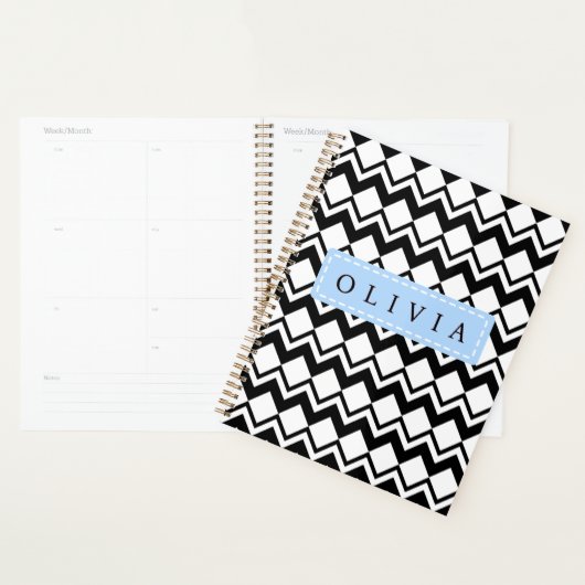 Beautiful Black & White Patterns Custom Name Planner (Display)