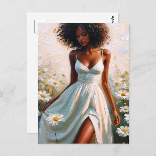 Beautiful Black Woman In Daisy Field Briefkaart (Voorkant / Achterkant)