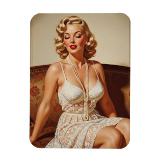 Beautiful blonde pin-up 50's art magneet