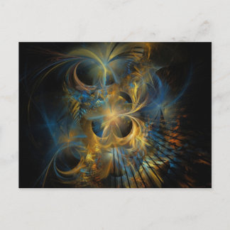 Beautiful Blue And Gold Fractal Briefkaart