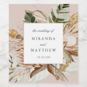 Beautiful Boho Botanical Floral Frame Wedding Wijn Etiket (Enkel label)