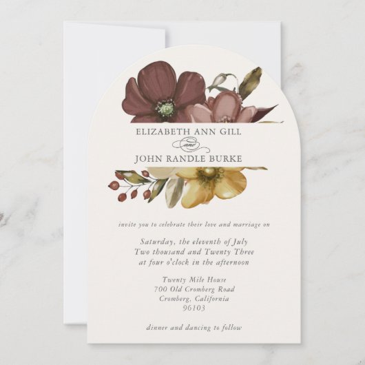 Beautiful boho neutral arch invitation (Devant)