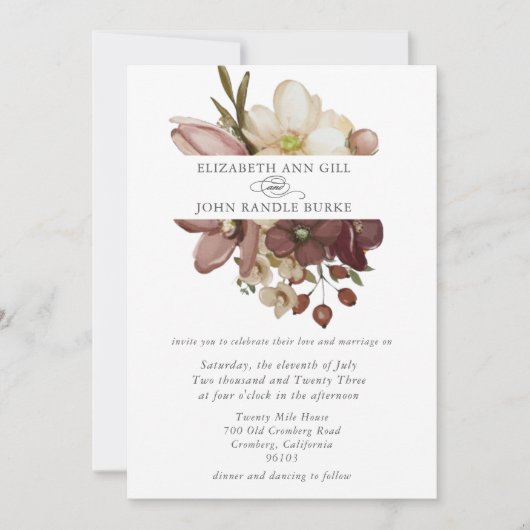 Beautiful boho rose & neutral wedding kaart (Voorkant)