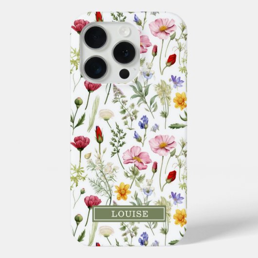 Beautiful Botanical Wildflowers Name Case-Mate iPhone Case (Achterkant)