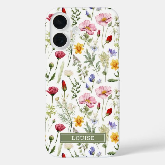 Beautiful Botanical Wildflowers Name Case-Mate iPhone Case (Achterkant)
