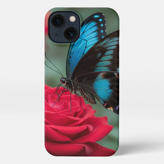 Beautiful Butterfly Red Rose - iPhone Hoesje (Achterkant)