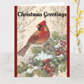 Beautiful Cardinal Christmas Greeting Card Kaart (Gele Bloem)