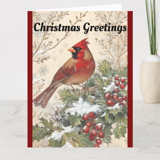 Beautiful Cardinal Christmas Greeting Card Kaart (Voorkant)