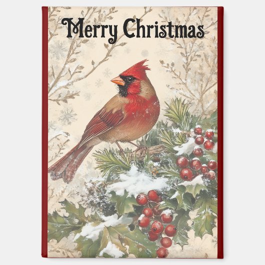 Beautiful Cardinal Christmas Magnet Magneet (Voorkant)