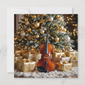 Beautiful Christmas Tree and Violin Festive Poem Feestdagenkaart (Voorkant)
