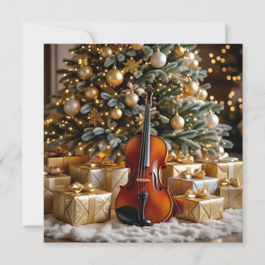 Beautiful Christmas Tree and Violin Festive Poem Feestdagenkaart (Voorkant)