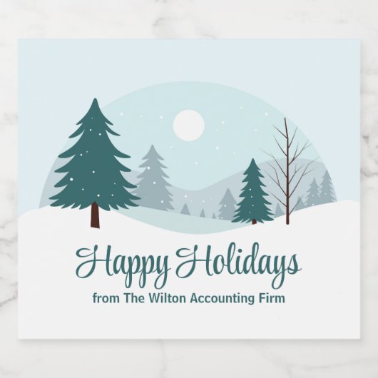 Beautiful Christmas Trees Winter Holiday Party Sparkling Wijnetiket (Enkel label)