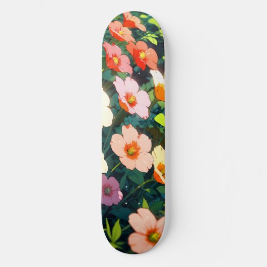 Beautiful colorful anime flowers skateboard (Voorkant)