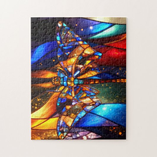 Beautiful Colorful Glimmering Winged Dragonfly Legpuzzel (Verticaal)