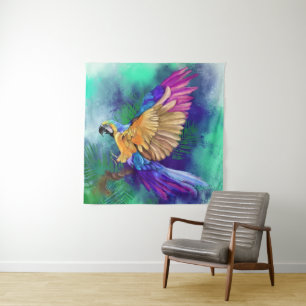 Beautiful Colorful Parrot Tapestry Painting Wandkleed