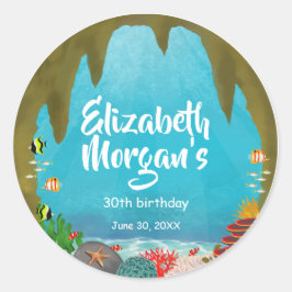 Beautiful Creatures Under the Sea Cave Birthday Ronde Sticker