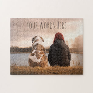 Beautiful Custom Dog and Owner Looking at Lake Legpuzzel