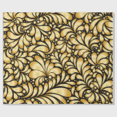 Beautiful Damask Gold & Black Wrapping paper roll Cadeaupapier (Vlak)