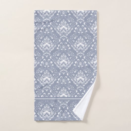Beautiful dblue gray and white floral pattern bath (Serviette à main)