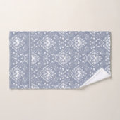 Beautiful dblue gray and white floral pattern bath (Serviette à main)