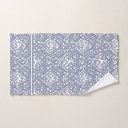 Beautiful dblue gray and white floral pattern bath (Serviette à main)