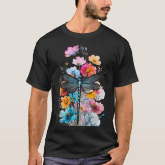 Beautiful Dragonfly Watercolor Art Insect Lover Ea T-shirt
