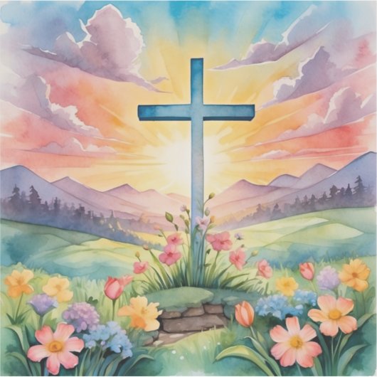 Beautiful Easter Watercolor Art Sticker (Voorkant)