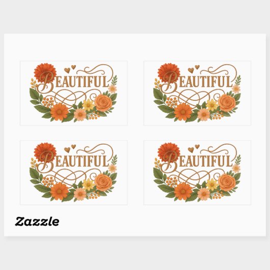 Beautiful Embroidered Style Rectangle Stickers (Feuille)