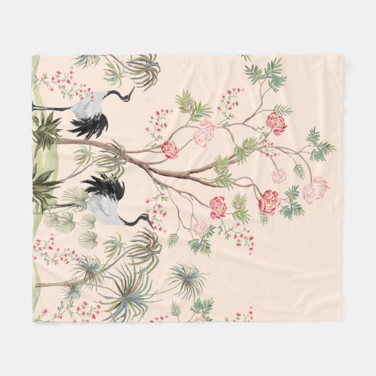 Beautiful exotic chinoiserie wallpaper. Hand drawn Fleece Deken (Voorkant (Horizontaal))